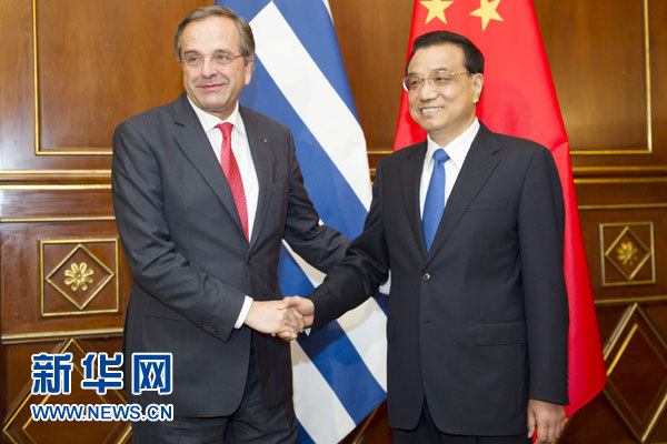 10月16日，中國(guó)國(guó)務(wù)院總理李克強(qiáng)在意大利米蘭會(huì)見(jiàn)希臘總理薩馬拉斯。 新華社記者 謝環(huán)馳 攝